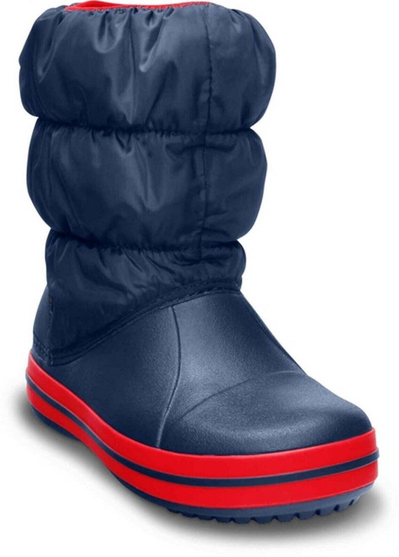 Crocs Kids Winter Puff Boot Childrens Boys Girls Warm Puffer - Navy/Red  - US C12 Payday Deals