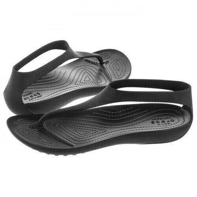 Crocs Womens Serena Flip Flop Thongs Summer Beach Shoes Sandals - Black/Black - US 5