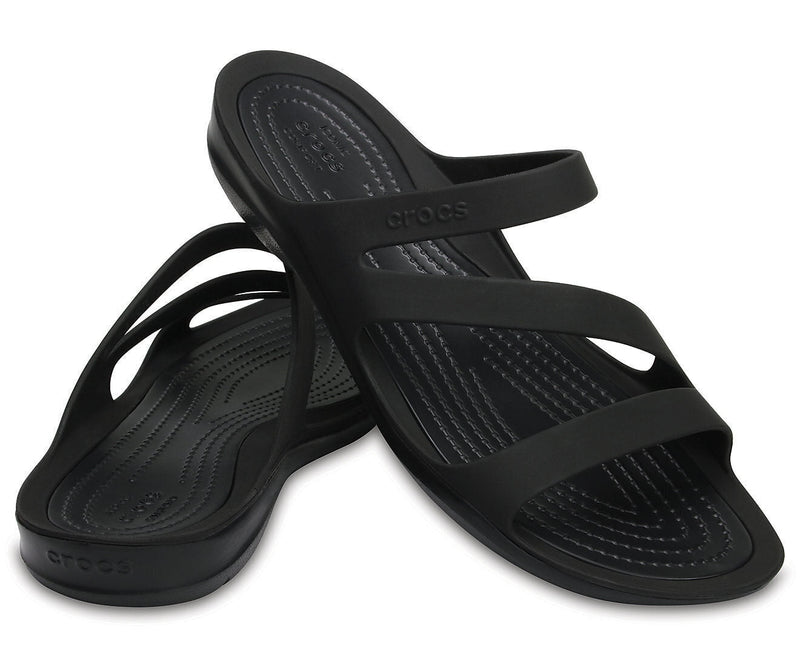 Crocs Womens Swiftwater Sandals Flip Flops Thongs - Black/Black Payday Deals