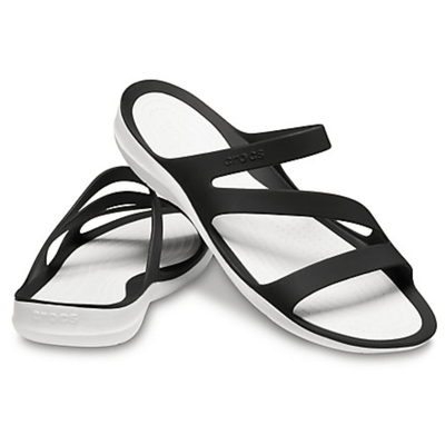 Crocs Womens Swiftwater Sandals Ladies Footwear - Black/White Payday Deals