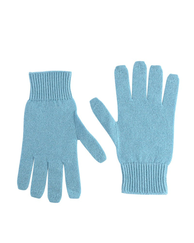 Crown of Edinburgh Cashmere Women's Luxury Cashmere Womens Gloves - Made in Italy in Sky blue - M