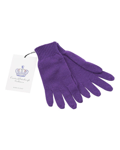 Crown of Edinburgh Cashmere Women's Luxury Cashmere Womens Short Gloves in Purple - M Payday Deals