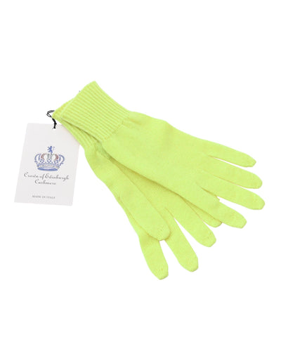 Crown of Edinburgh Cashmere Women's Luxury Cashmere Womens Short Gloves in Yellow - M Payday Deals