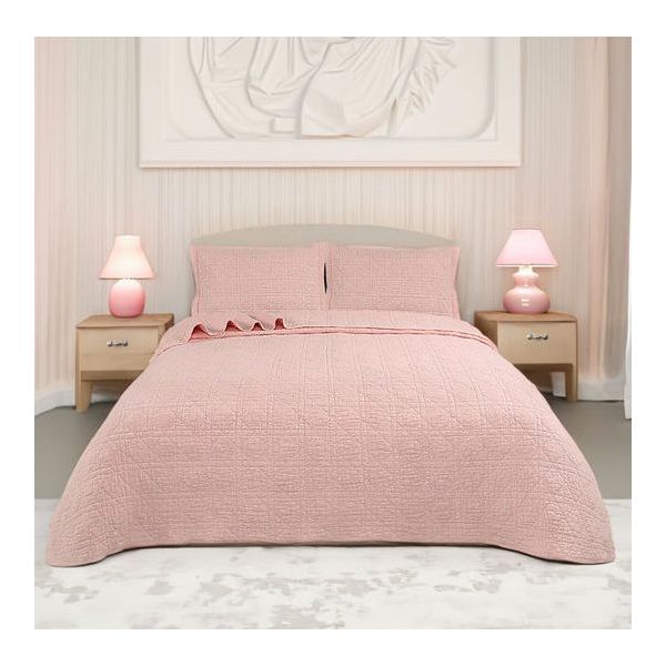 Crystal Rose 100% Cotton Quilted 2 pcs Bedspread Coverlet Set King Single Payday Deals