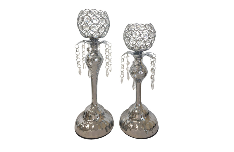 Crystal Silver Ball Candle Holder -Set of 2 Payday Deals