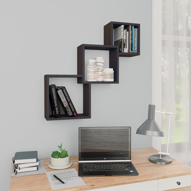 Cube Wall Shelves Grey 68x15x68 cm Engineered Wood Payday Deals