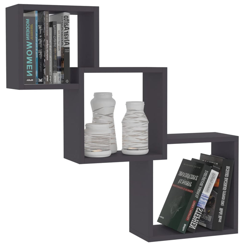 Cube Wall Shelves Grey 68x15x68 cm Engineered Wood Payday Deals