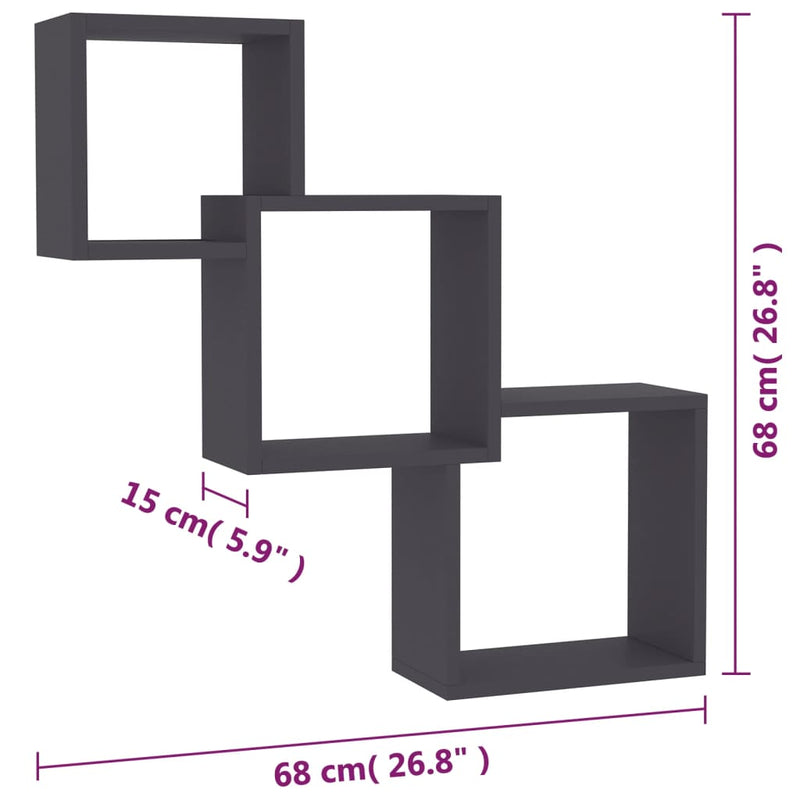 Cube Wall Shelves Grey 68x15x68 cm Engineered Wood Payday Deals