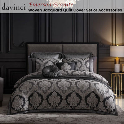 Davinci Emerson Granite Woven Jacquard Quilt Cover Set King Payday Deals