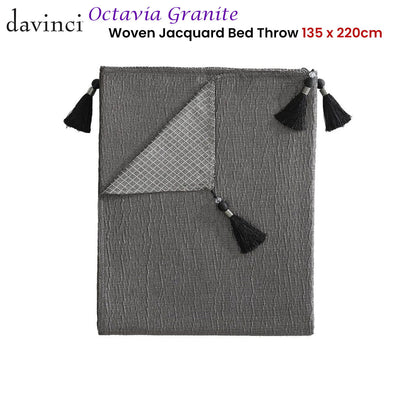 Davinci Octavia Granite Woven Jacquard Bed Throw 135 x 220 cm Payday Deals