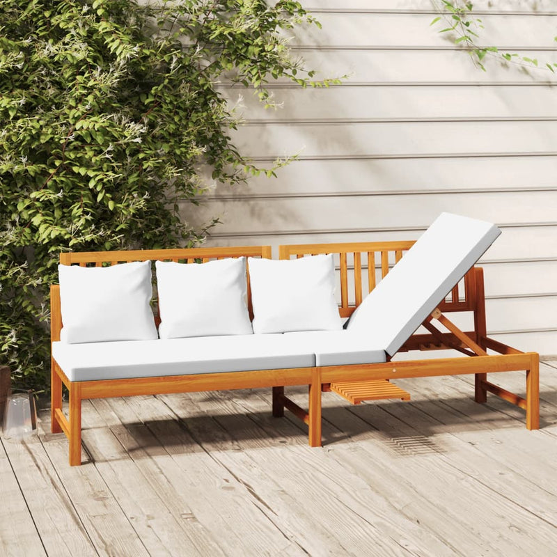 Day Bed with Cream Cushion 200x60x75 cm Solid Wood Acacia Payday Deals
