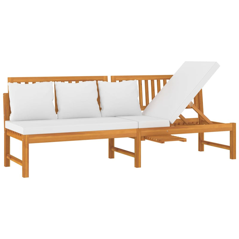 Day Bed with Cream Cushion 200x60x75 cm Solid Wood Acacia Payday Deals