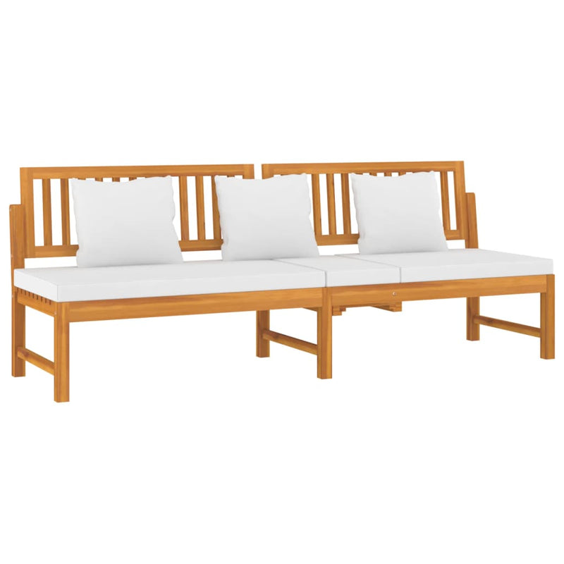 Day Bed with Cream Cushion 200x60x75 cm Solid Wood Acacia Payday Deals