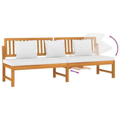 Day Bed with Cream Cushion 200x60x75 cm Solid Wood Acacia Payday Deals