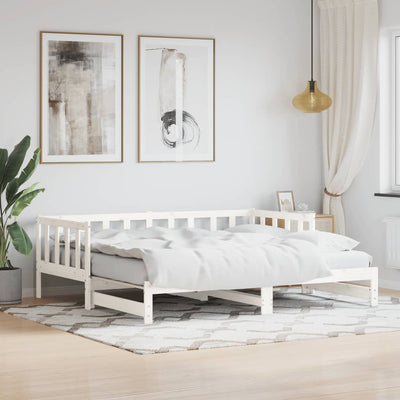 Day Bed with Trundle White 92x187 cm Single Size Solid Wood Pine