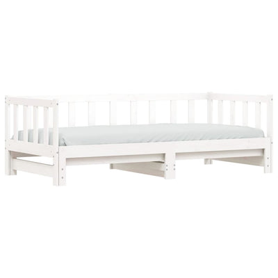 Day Bed with Trundle White 92x187 cm Single Size Solid Wood Pine Payday Deals