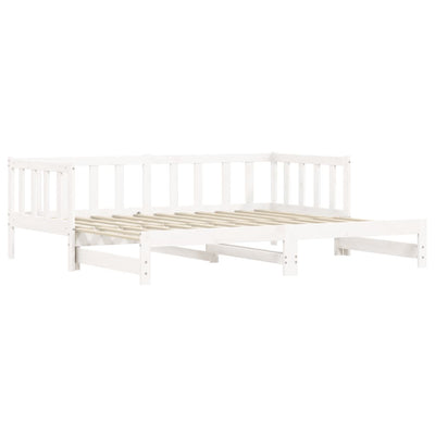 Day Bed with Trundle White 92x187 cm Single Size Solid Wood Pine Payday Deals