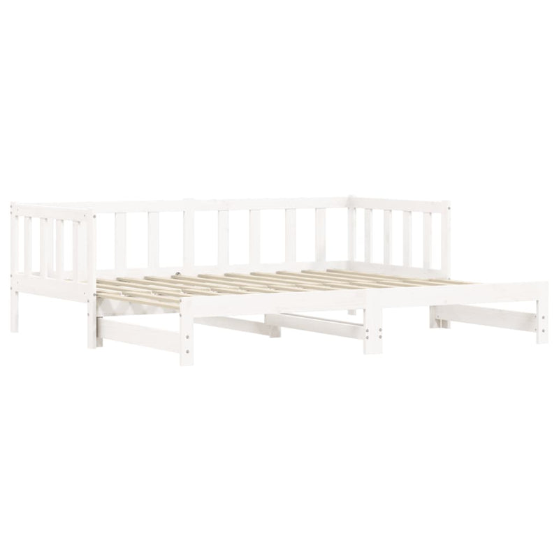 Day Bed with Trundle White 92x187 cm Single Size Solid Wood Pine Payday Deals