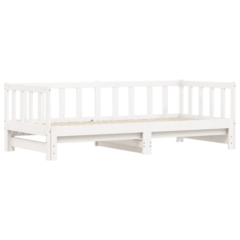 Day Bed with Trundle White 92x187 cm Single Size Solid Wood Pine Payday Deals