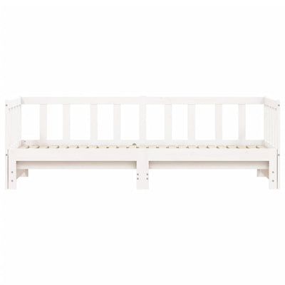 Day Bed with Trundle White 92x187 cm Single Size Solid Wood Pine Payday Deals