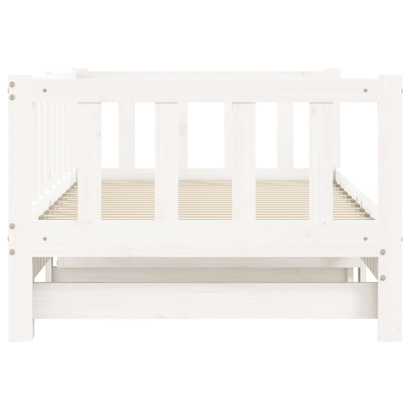 Day Bed with Trundle White 92x187 cm Single Size Solid Wood Pine Payday Deals