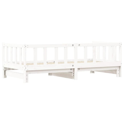 Day Bed with Trundle White 92x187 cm Single Size Solid Wood Pine Payday Deals