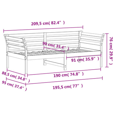 Day Bed without Mattress 90x190 cm Solid Wood Pine Payday Deals