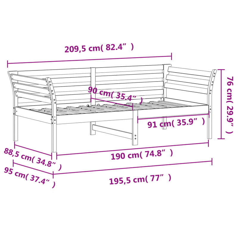 Day Bed without Mattress 90x190 cm Solid Wood Pine Payday Deals