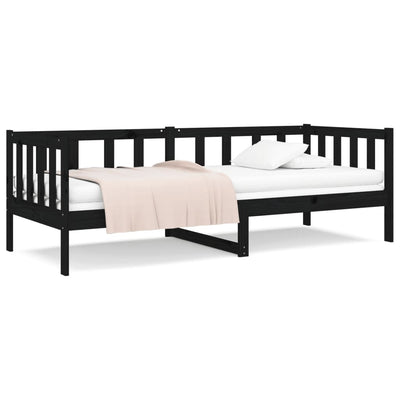 Day Bed without Mattress Black 90x190 cm Solid Wood Pine Payday Deals