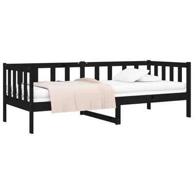 Day Bed without Mattress Black 90x190 cm Solid Wood Pine Payday Deals