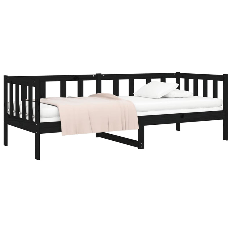 Day Bed without Mattress Black 90x190 cm Solid Wood Pine Payday Deals