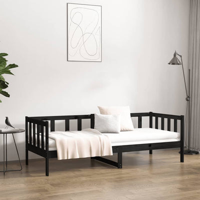 Day Bed without Mattress Black 90x190 cm Solid Wood Pine Payday Deals
