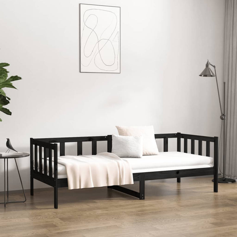 Day Bed without Mattress Black 90x190 cm Solid Wood Pine Payday Deals