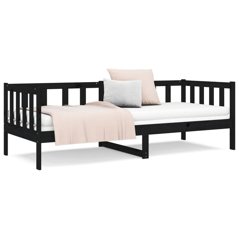 Day Bed without Mattress Black 90x190 cm Solid Wood Pine Payday Deals