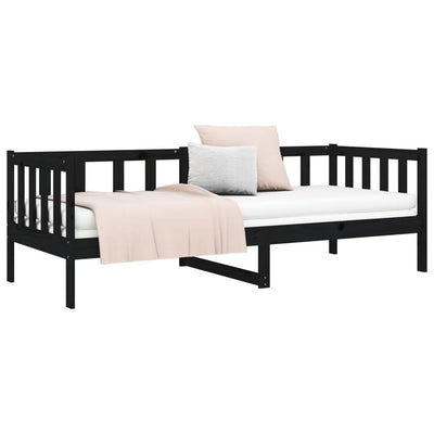 Day Bed without Mattress Black 90x190 cm Solid Wood Pine Payday Deals