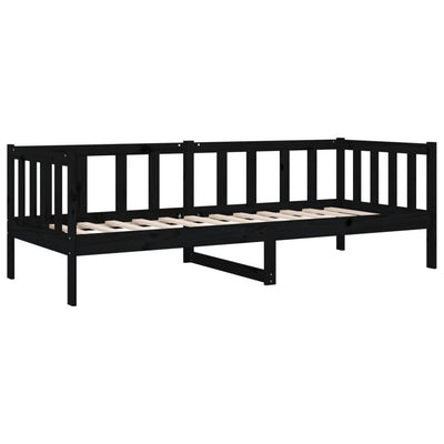 Day Bed without Mattress Black 90x190 cm Solid Wood Pine Payday Deals