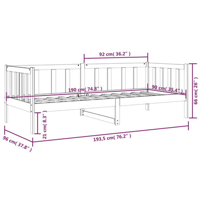 Day Bed without Mattress Black 90x190 cm Solid Wood Pine Payday Deals