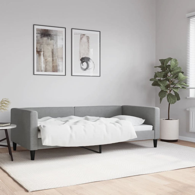 Day Bed without Mattress Light Grey 90x190 cm Fabric Payday Deals