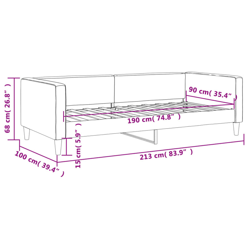 Day Bed without Mattress Light Grey 90x190 cm Fabric Payday Deals