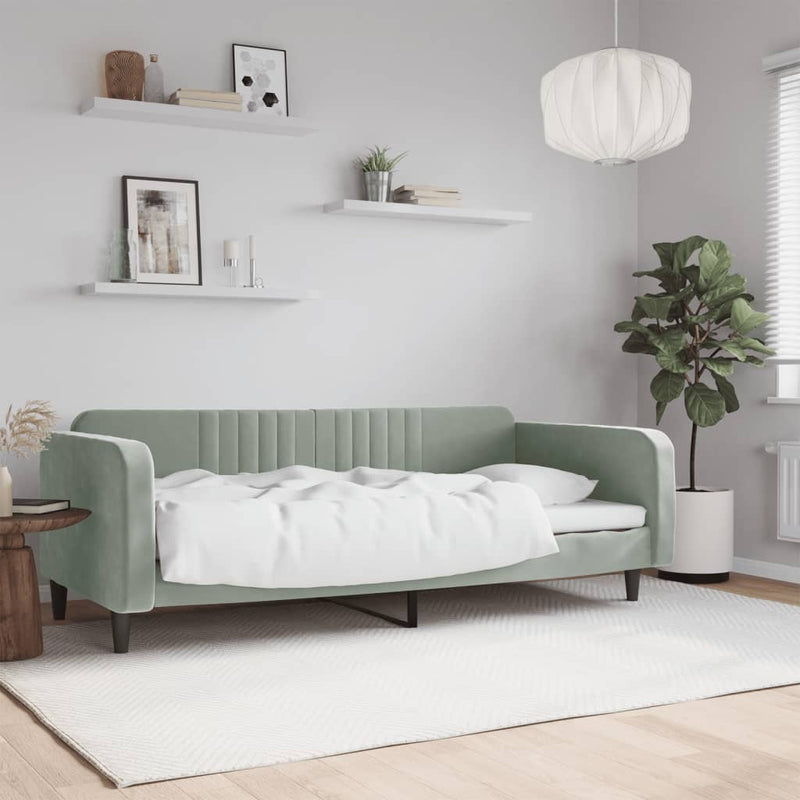 Day Bed without Mattress Light Grey 90x190 cm Velvet Payday Deals