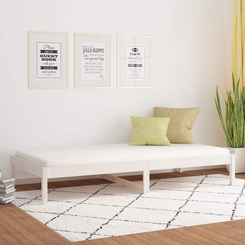 Day Bed without Mattress White 90x190 cm Solid Wood Pine Payday Deals