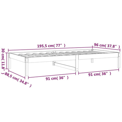 Day Bed without Mattress White 90x190 cm Solid Wood Pine Payday Deals
