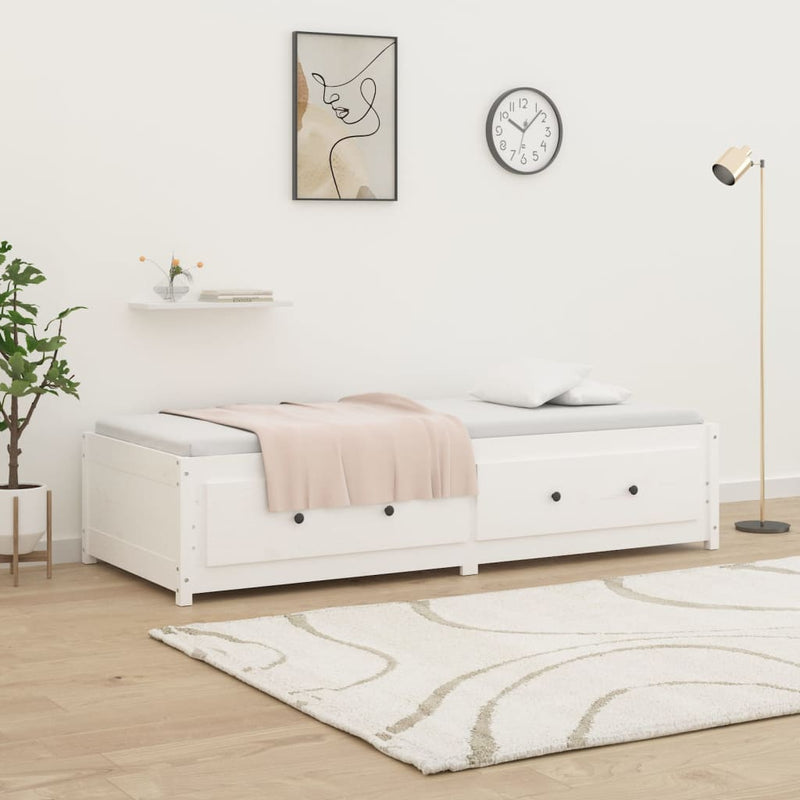 Day Bed without Mattress White 90x190 cm Solid Wood Pine Payday Deals