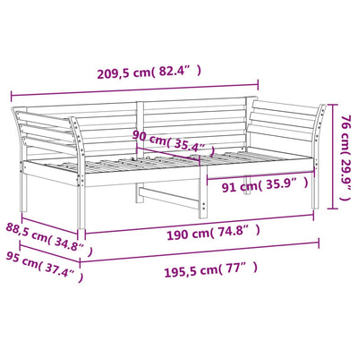 Day Bed without Mattress White 90x190 cm Solid Wood Pine Payday Deals