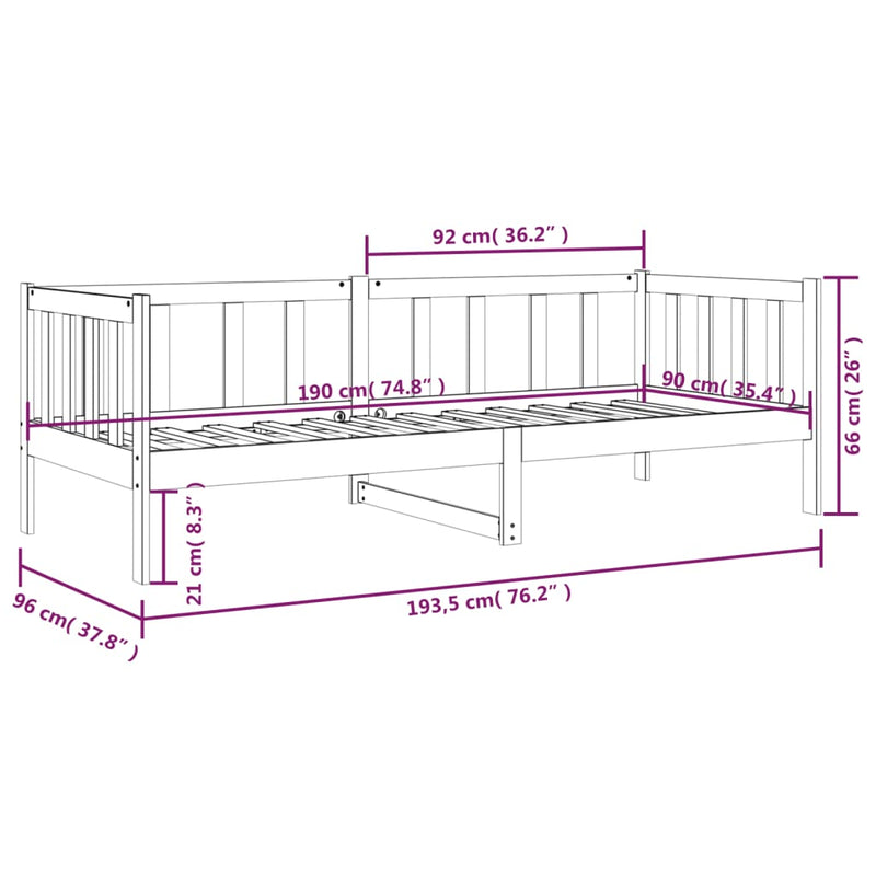 Day Bed without Mattress White 90x190 cm Solid Wood Pine Payday Deals