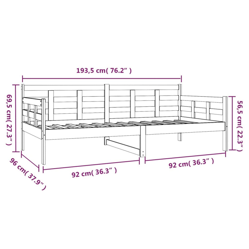 Day Bed without Mattress White Solid Wood Pine 90x190 cm Payday Deals