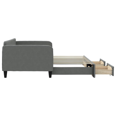 Daybed with Trundle and Drawers Dark Grey 92x187 cm Single Size Fabric Payday Deals