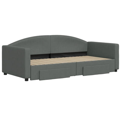 Daybed with Trundle and Drawers Dark Grey 92x187 cm Single Size Fabric Payday Deals