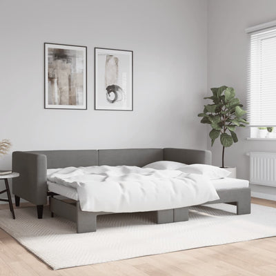 Daybed with Trundle Dark Grey 90x190 cm Fabric