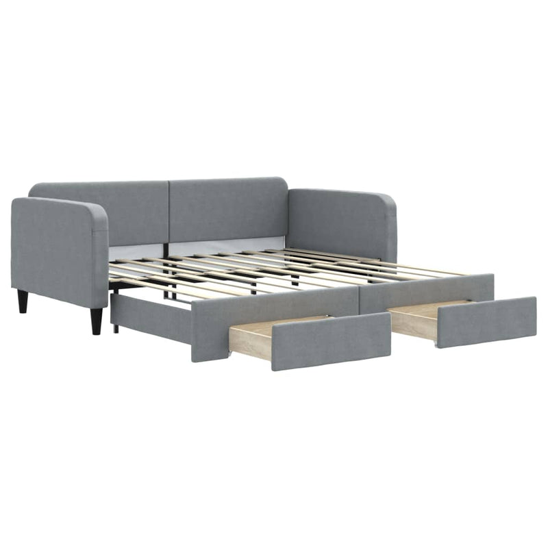 Daybed with Trundle&Drawers without Mattress Light Grey 90x190 cm Payday Deals